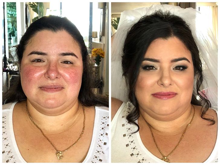 8 Striking Photos That Show What Brides Look Like Before and After Wedding Makeup