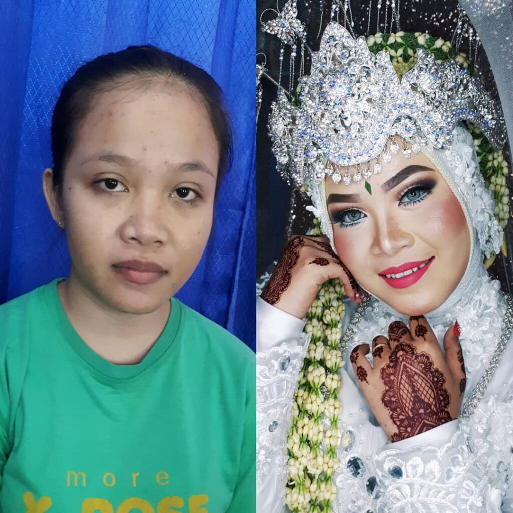 8 Striking Photos That Show What Brides Look Like Before and After Wedding Makeup