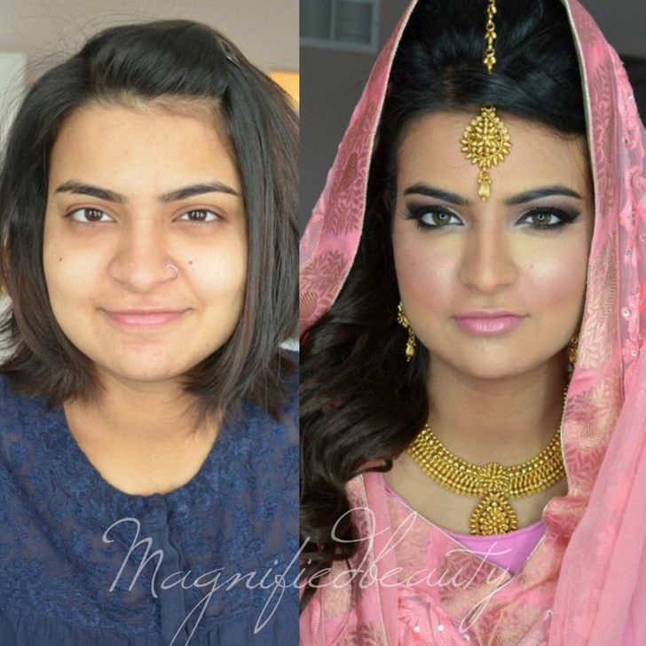 8 Striking Photos That Show What Brides Look Like Before and After Wedding Makeup